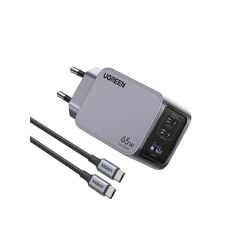 UGREEN NEXODE PRO 65W GAN Hızlı Şarj Cihazı 2XUSB-C 1XUSB-A QC PD Type-C Uzay Grisi 25871