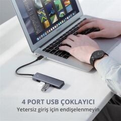 UGREEN 4-Port USB 3.0 Hub 50985 – USB-A 4x 5 Gbps + USB-C Güç Girişi, ABS Alüminyum Gövde, 15 cm Kablo, Gümüş Çoklayıcı