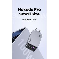 UGREEN Nexode Pro 100W GaN 2×USB‑C + 1×USB‑A Hızlı Şarj Cihazı 20V5A USB‑C1, 30W USB‑C2 & 22.5W USB‑A PD3.0 QC4+ PPS Halli, Uzay Gri (Model 25874)
