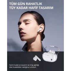 AUKEY EP‑M2‑WH 13 mm Sürücülü Bluetooth 5.3 3‑EQ Modlu Touch Kontrol IPX4 Suya Dayanıklı şeffaf Tasarım Beyaz True Wireless Kulaklık