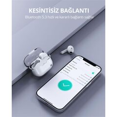 AUKEY EP‑M2‑WH 13 mm Sürücülü Bluetooth 5.3 3‑EQ Modlu Touch Kontrol IPX4 Suya Dayanıklı şeffaf Tasarım Beyaz True Wireless Kulaklık