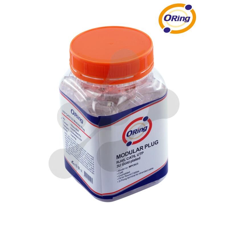 ORING MPC6U3 Cat6 Plug U/UTP RJ45 Altın Uç Konnektör 100’lü Paket