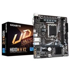 GIGABYTE H610M‑H‑V2 DDR5 5600MHz Unlocked XMP 3.0 Dual‑Channel 96 GB 1xVGA 1xHDMI 1xPCIe 4.0 x16 1xPCIe 3.0 x1 1xM.2 NVMe USB 3.2 Gen1 GbE LAN 4+1+1 VRM Micro‑ATX LGA 1700 Anakart – Intel 12./13./14. Nesil Uyumlu