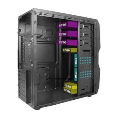 VENTO TA‑K62 550W Güç Kaynağı 1×80mm Fan 2×USB 3.0 Ön Panel ATX/Micro‑ATX/Mini‑ITX Uyumlu 410×180×420 mm Midi Tower Siyah Kasa