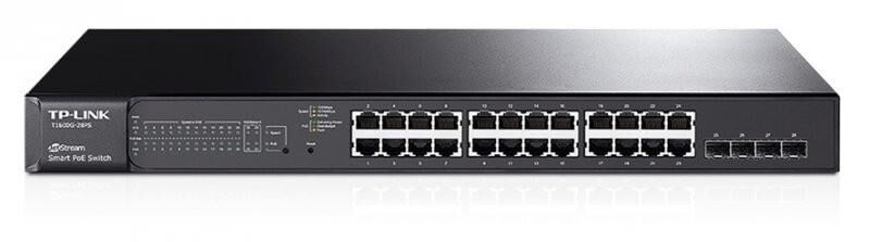 TP‑LINK Omada TL‑SG2428P 24‑Port 10/100/1000 Mbps Gigabit Ethernet + 4×1 Gbps SFP Uplink 802.3af/at PoE+ Destekli 250 W Web Yönetilebilir Rackmount Switch
