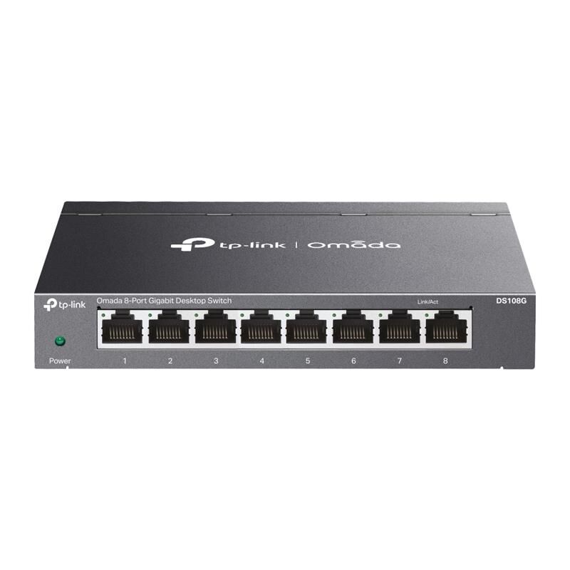 TP‑Link Omada DS108G 8×10/100/1000 Mb/s Gigabit RJ45 Fanless Metal Kasa Masaüstü/Wall‑Mount Switch (QoS, IGMP Snooping, Loop Prevention)