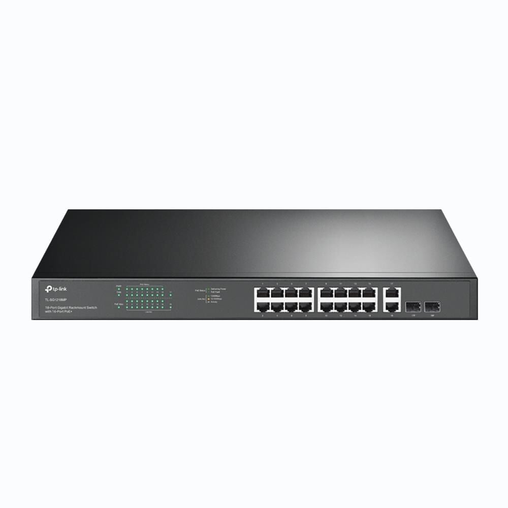 TP-LINK TL-SG1218MP 16 Port Gigabit + 2x1Gb RJ45 / 2xSFP Combo 250 Metre PoE Mesafesi 250W Rackmount Switch