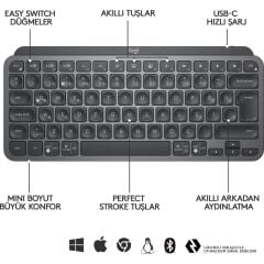 LOGITECH MX KEYS MINI Q TR KLAVYE SİYAH 920-010504