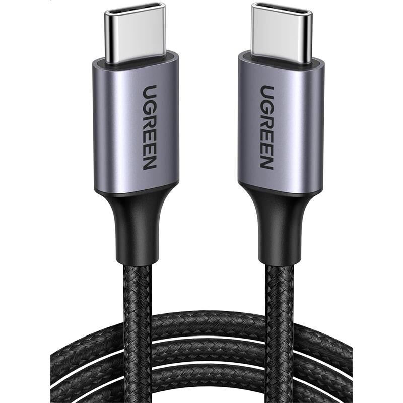 UGREEN USB‑C to USB‑C 3 A 60 W QC/PD Örgülü Hızlı Şarj & Data Kablosu 1 m Siyah (Model US309‑50150) – 480 Mbps, 56 KΩ Güvenlik Dirençli