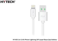 Hytech HY-X93 1 Metre 2.1A USB-A to Lightning Hızlı Şarj ve Veri Kablosu - Beyaz