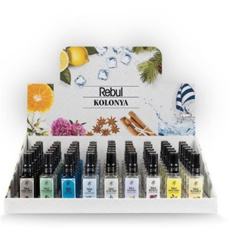 Rebul Karışık Esanslı Kolonya Seti 50 ml x 54 Adet - Teşhir Standlı Ekonomik Paket