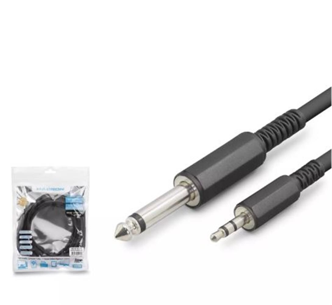 Hadron HDX1077 3 Metre 6.5mm (6.35mm) Mono Jack to 3.5mm Mono Jack Enstrüman Gitar Ses Kablosu Siyah