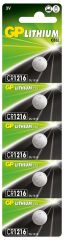 GP CR1216 3V Lityum Düğme Pil (Coin Cell) 5'li Paket