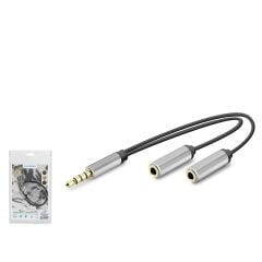 HADRON HDX1087 3.5 mm Kulaklık Mikrofon Ayırıcı Kablo 23 cm Siyah
