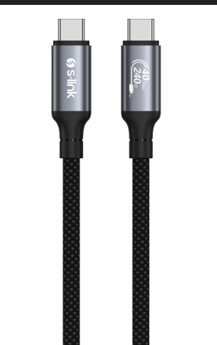 S-link Armor DCC-01 240W 1.2m USB Type-C to Type-C Örgülü Metal 8K 60Hz Data ve PD Hızlı Şarj Kablosu Siyah