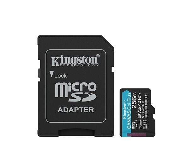 KINGSTON 256GB CanvasGo+ microSDXC 200MB/s A2 U3 V30 Card + Adaptör