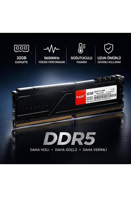 BORY 32GB DDR5 5600MHz CL40 1.1v Soğutuculu Kutulu PC Ram