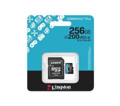 KINGSTON 256GB CanvasGo+ microSDXC 200MB/s A2 U3 V30 Card + Adaptör