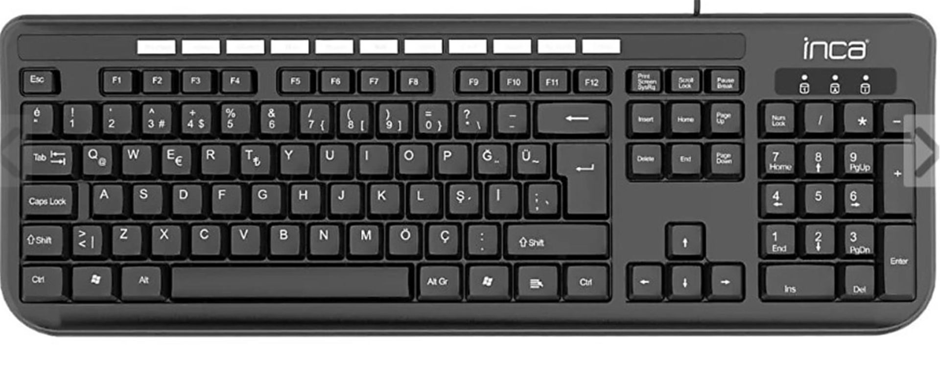 Inca IK-254QU Kablolu Q-USB Multimedya Siyah Laser Print Klavye (1.5 mt Kablo)