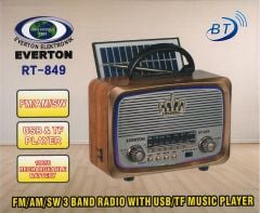 Everton RT-849 Bluetooth FM-USB-TF-AUX Şarjlı Nostaljik Radyo Güneş Panelli