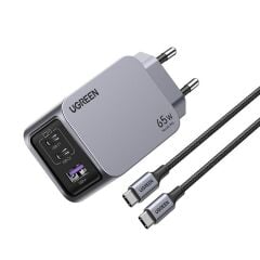 UGREEN NEXODE PRO 65W GAN Hızlı Şarj Cihazı 2XUSB-C 1XUSB-A QC PD Type-C Uzay Grisi 25871