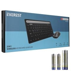 Everest KM-BT803 Siyah 3 in 1 Kablosuz Klavye + Mouse Set (BT 5.0 / 3.0 / 2.4GHz, 1600 DPI, Q Multimedya)