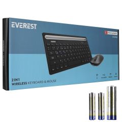 Everest KM-BT803 Siyah 3 in 1 Kablosuz Klavye + Mouse Set (BT 5.0 / 3.0 / 2.4GHz, 1600 DPI, Q Multimedya)