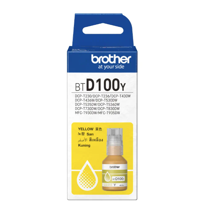 Brother BTD100Y Sarı (Yellow) Orijinal Şişe Mürekkep - 5.000 Sayfa - BTD100Y / D100Y