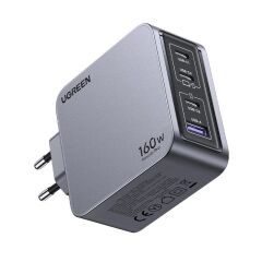 UGREEN Nexode Pro 160W GaN Hızlı Şarj Cihazı 1×USB‑C 140W + 1×USB‑C 100W + 1×USB‑C 30W + 1×USB‑A QC/PD 22.5W Kablolu Gri 25877