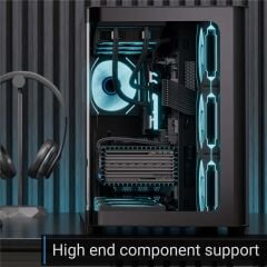 Aerocool AE P500C BK 4x12cm Mirror A-RGB Fanlı, Panoramik Tempered Panel, ATX