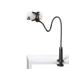 UGREEN 80906 Esnek Gooseneck Telefon Tutucu – 90 cm Siyah, 4″–7.2″ Ekran, 360° Döner Kelepçe, Masa & Yatak için Uygun