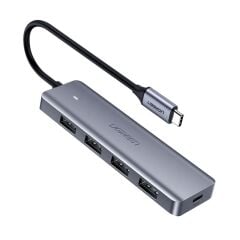 UGREEN 70336 Type‑C USB 3.0 4 Port USB Hub Çoklayıcı Gri – USB‑C Erkek, 4 x USB 3.0 5 Gbps, 15 cm Kablo, PD Destekli