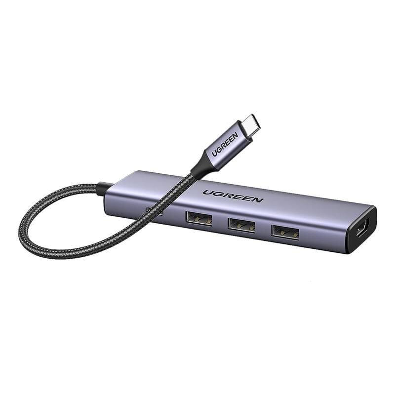 UGREEN 15596 Revodok 5‑in‑1 USB‑C 100 W PD 4K HDMI Hub 3×USB‑A 5 Gbps Gri Çoklayıcı