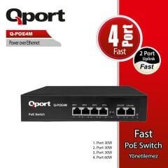 QPORT Q-POE4M 4-Port 10/100 Mbps PoE + 2-Port 10/100 Mbps Uplink Metal Kasa Switch