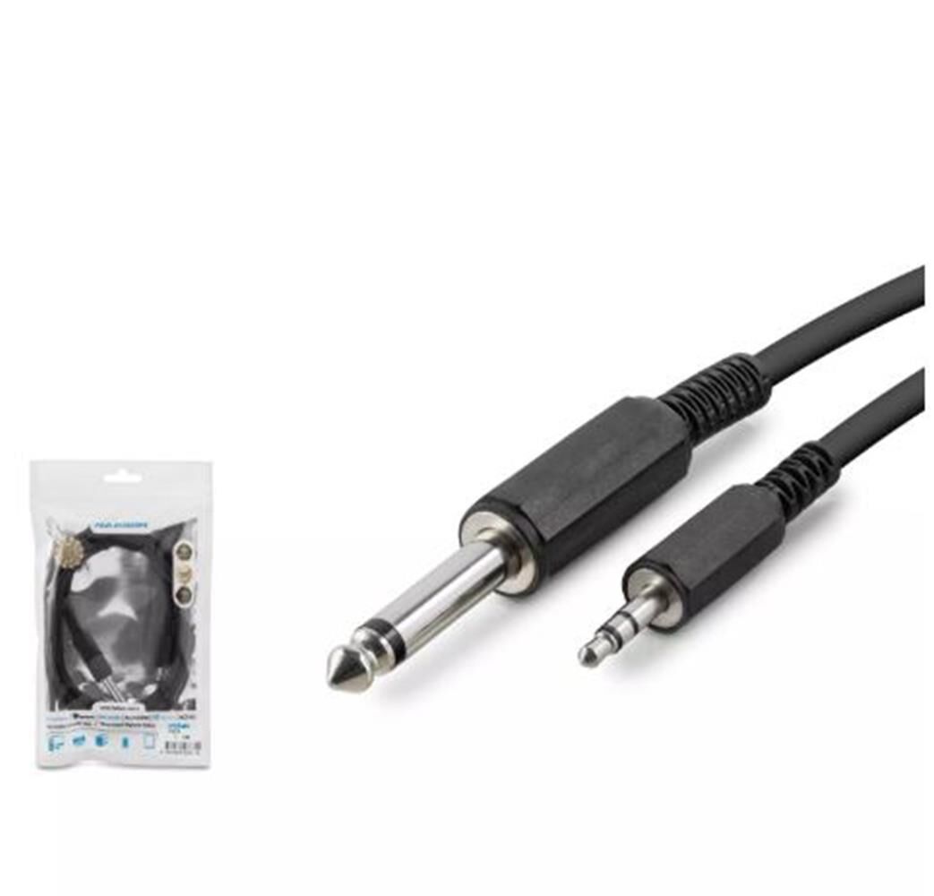 Hadron HDX1055 1.5 Metre 6.5mm (6.35mm) Mono Jack to 3.5mm Mono Jack Enstrüman Gitar Ses Kablosu Siyah