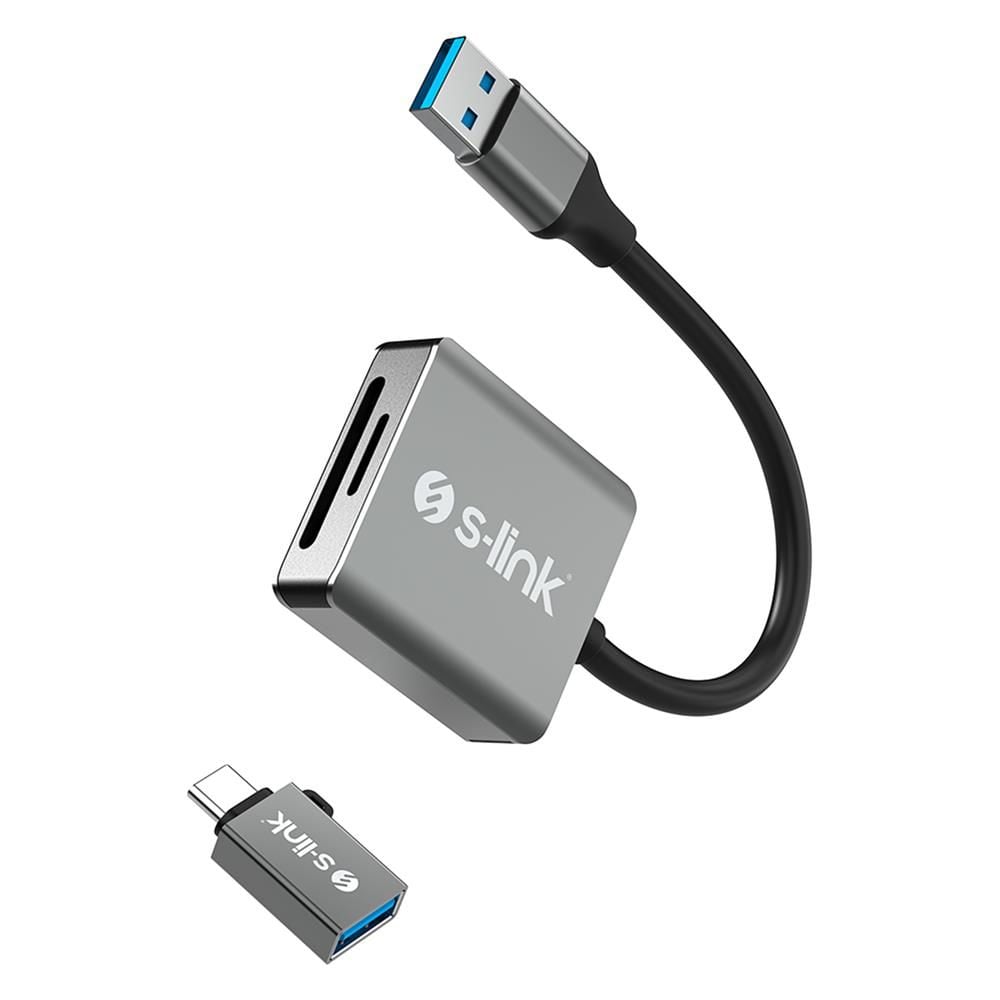 S-Link SL-CR21 Type-C & USB 3.0 SD/Micro SD 110MB/s Hızlı 2-in-1 Metal Kart Okuyucu