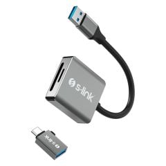 S-Link SL-CR21 Type-C & USB 3.0 SD/Micro SD 110MB/s Hızlı 2-in-1 Metal Kart Okuyucu
