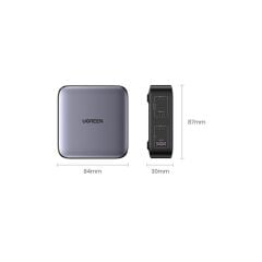 UGREEN Nexode 100W 90928 GaN Teknolojili Masaüstü Hızlı Şarj Cihazı 3xUSB-C + 1xUSB-A PD 3.0 QC 4.0 Destekli Çoklu Portlu Gri