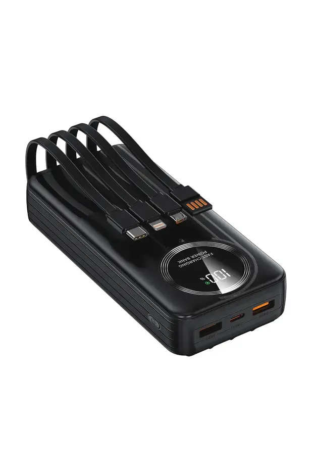 S-link IP-G220 20000mAh PD20W+QC3.0 Dahili Kablolu Beyaz LCD Taşınabilir Pil Şarj Cihazı Powerbank