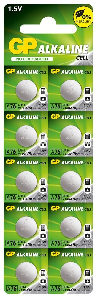 GP GPA76-2C10 LR44 (AG13/V13GA) 1.5V Alkalin Düğme Pil 10'lu Paket