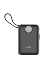 S-link G450 20000mAh PD45W+QC3.0 Dahili Kablolu Siyah LCD Taşınabilir Pil Şarj Cihazı Powerbank