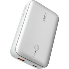 AUKEY PB‑Y57 Spark Mini 20000 mAh 77 Wh Li‑Polymer 22.5 W USB‑C PD 3.0 + QC 3.0 + SCP Powerbank (USB‑C Giriş/Çıkış & USB‑A Çıkış, Beyaz)