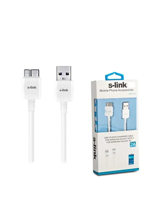 S-link SMG-492 2000mah Note 3 Şarj Kablo Priz Data Şarj Kablosu