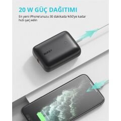 AUKEY PB-N83S 10000mAh 22.5W USB-C PD 3.0 Mini Powerbank Siyah