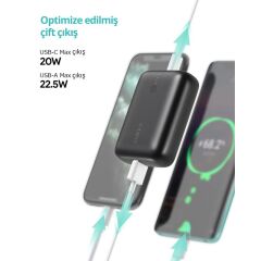 AUKEY PB-N83S 10000mAh 22.5W USB-C PD 3.0 Mini Powerbank Siyah