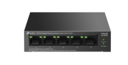 TP-Link LS105GP 4 Port Gigabit PoE Switch 1 Uplink RJ45 65W 250m Extend Mode Metal Kasa Yönetilemez Switch