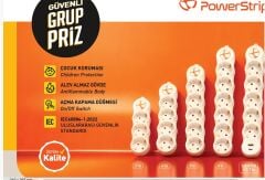 TUNCMATIK POWERSTRIP3 TSK19060 3 m IEC 66884-1:2022 Standartı, FR(Alev Almaz), anahtarlı grup priz