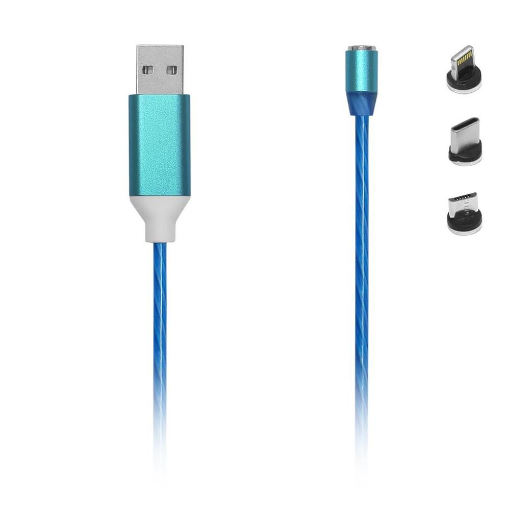 Frisby FA-7566MC 1 Metre Mıknatıslı ve LED Işıklı 3'ü 1 Arada (Type-C / Micro USB / Lightning) Şarj Kablosu