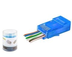 Nodar ND2404 Cat6 EZ-RJ45 Geçmeli Konnektör - 100 Adet Plastik Kutu (Mavi)