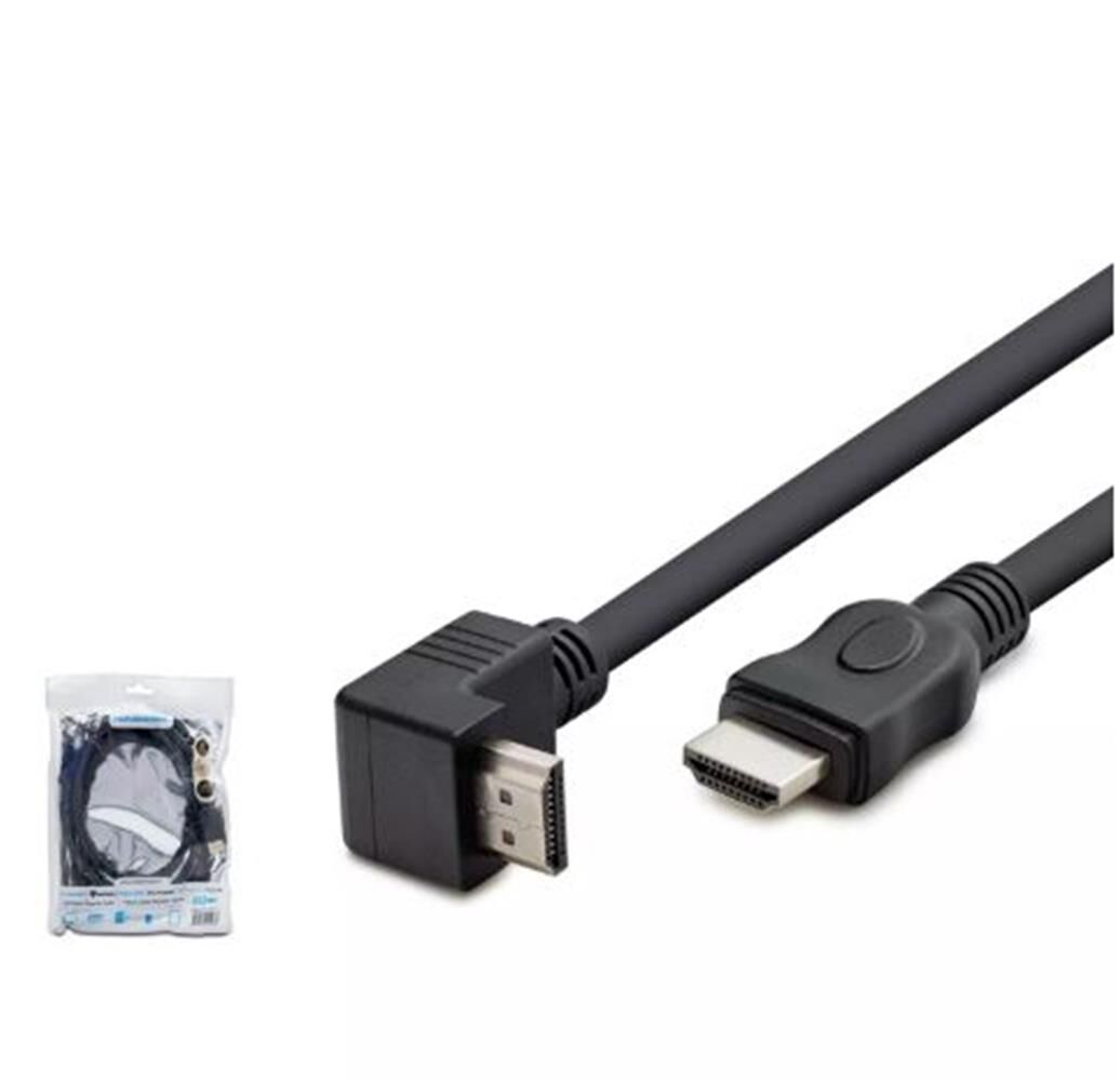 Hadron HDX2016 1.5 Metre L Tipi (90 Derece) HDMI v1.4 Yüksek Hızlı Görüntü ve Ses Kablosu - Siyah